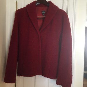 Eileen Fisher-Burgundy Red Italian Textured Jacket